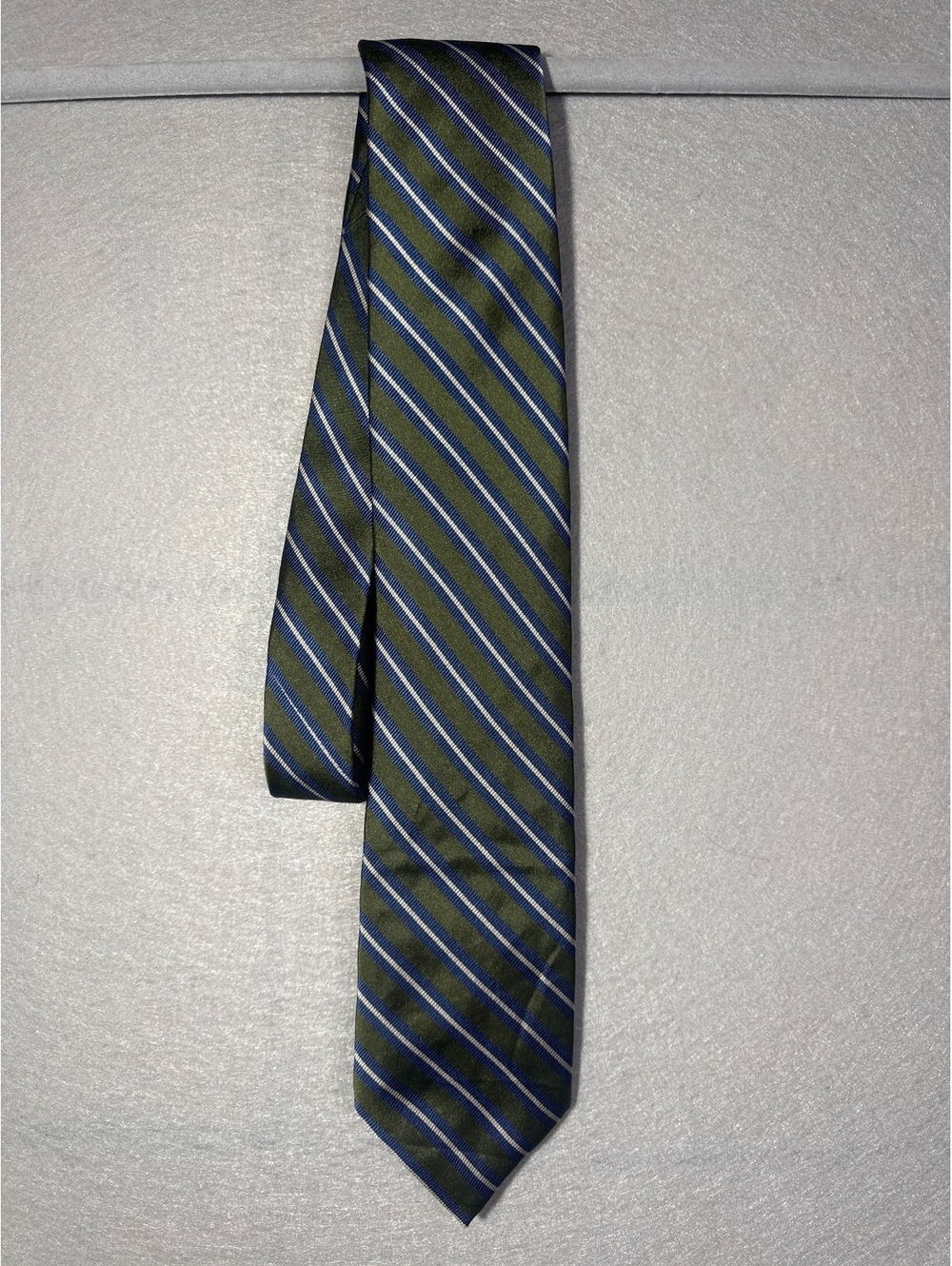 Haggar Men's Olive Green and Blue Striped Tie